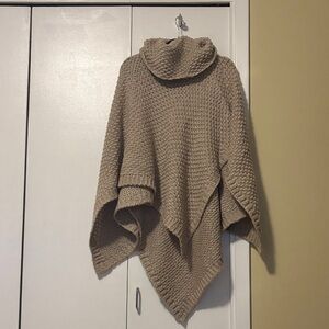 Elegant Tan Knit Poncho